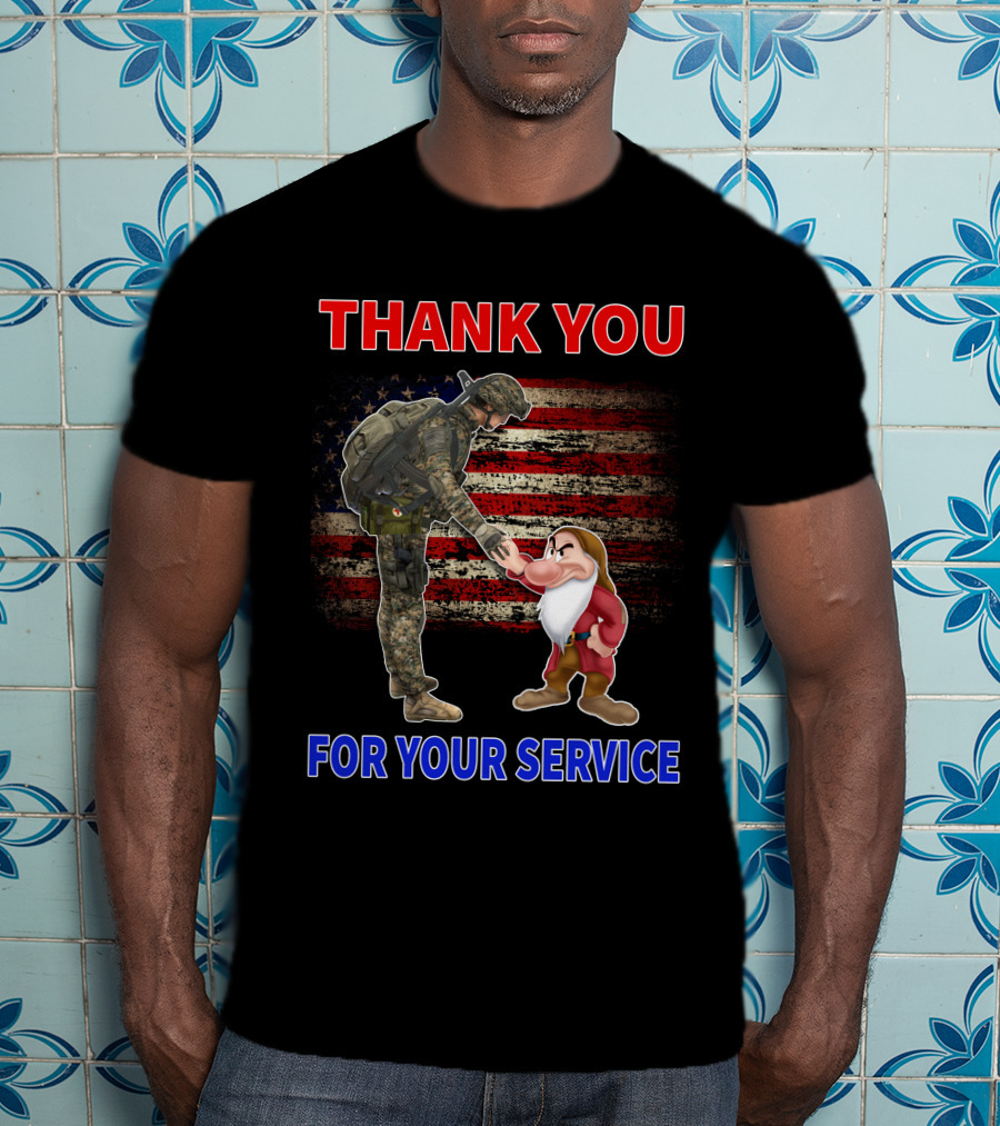 THANK YOU FOR YOUR SERVICE Grumpy Soldier And Patriotic Flag T-Shirt