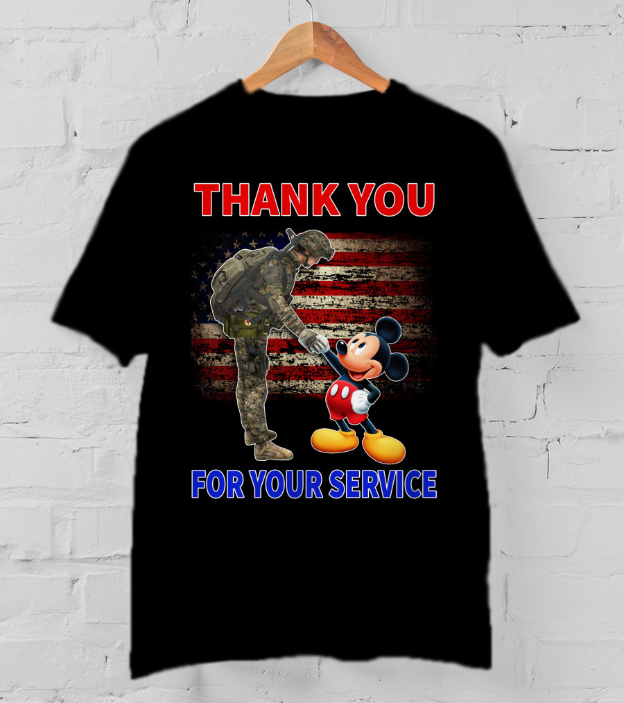 Thank You Mickey For Your Service American Flag Soldier T-Shirt