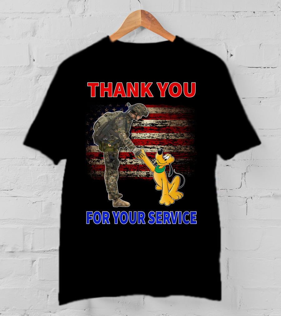 Thank You For Your Service Pluto Soldier American Flag T-Shirt