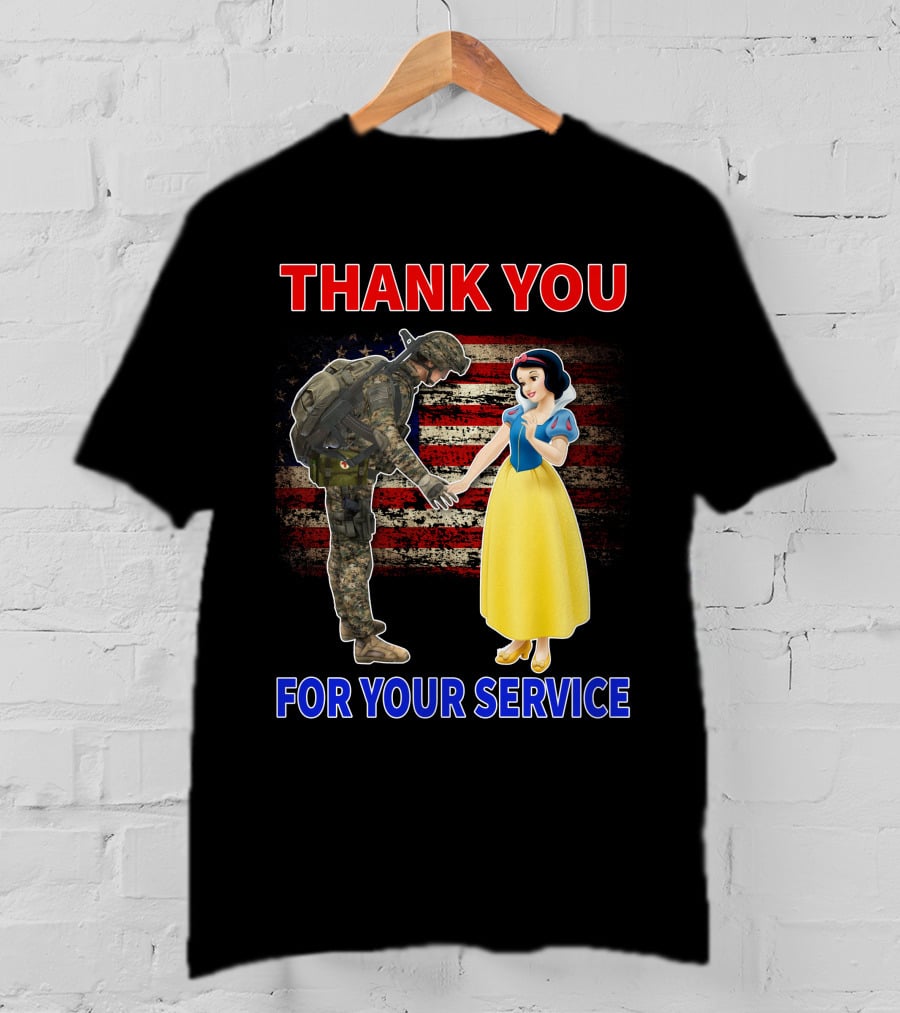 Thank You For Your Service Snow White Soldier Flag T-Shirt