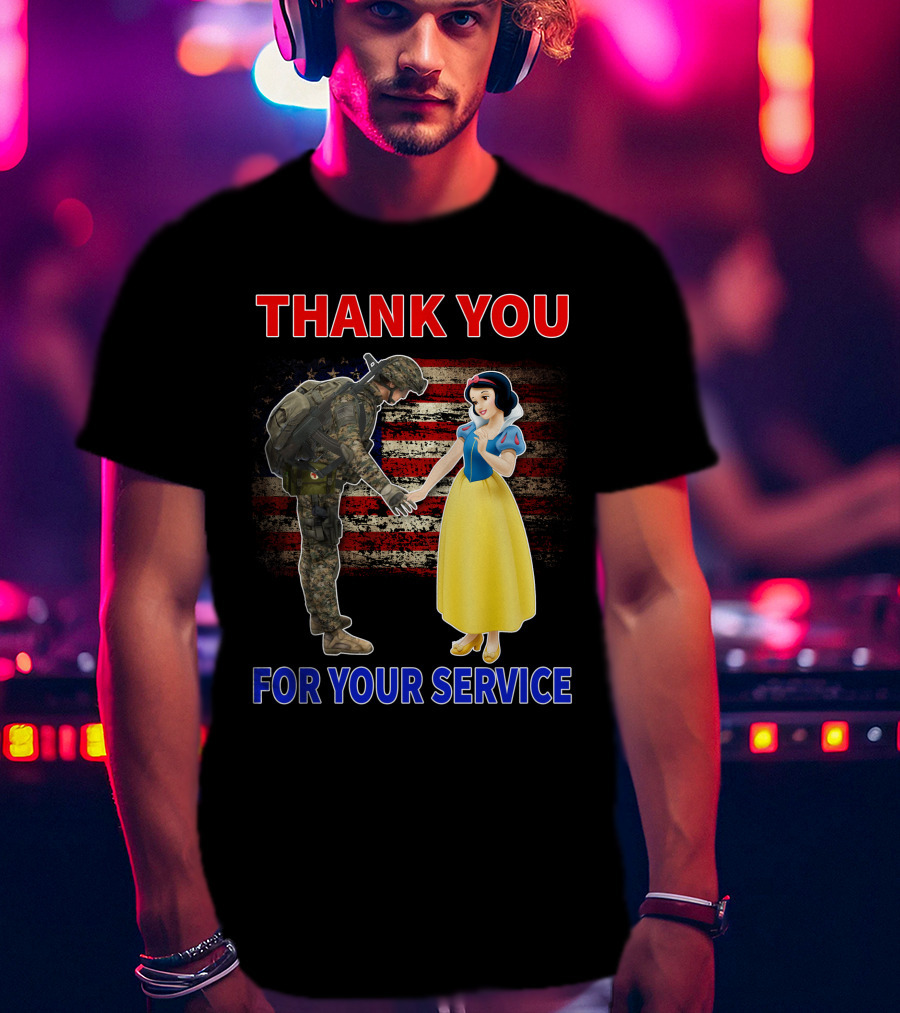 Thank You For Your Service Snow White Soldier Flag T-Shirt
