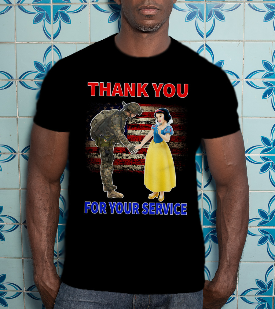 Thank You For Your Service Snow White Soldier Flag T-Shirt
