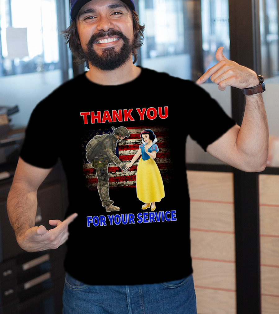 Thank You For Your Service Snow White Soldier Flag T-Shirt