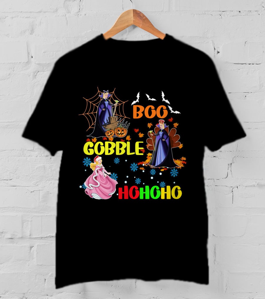 Aurora Boo Gobble Ho Ho Ho HalloThanksMas T-Shirt