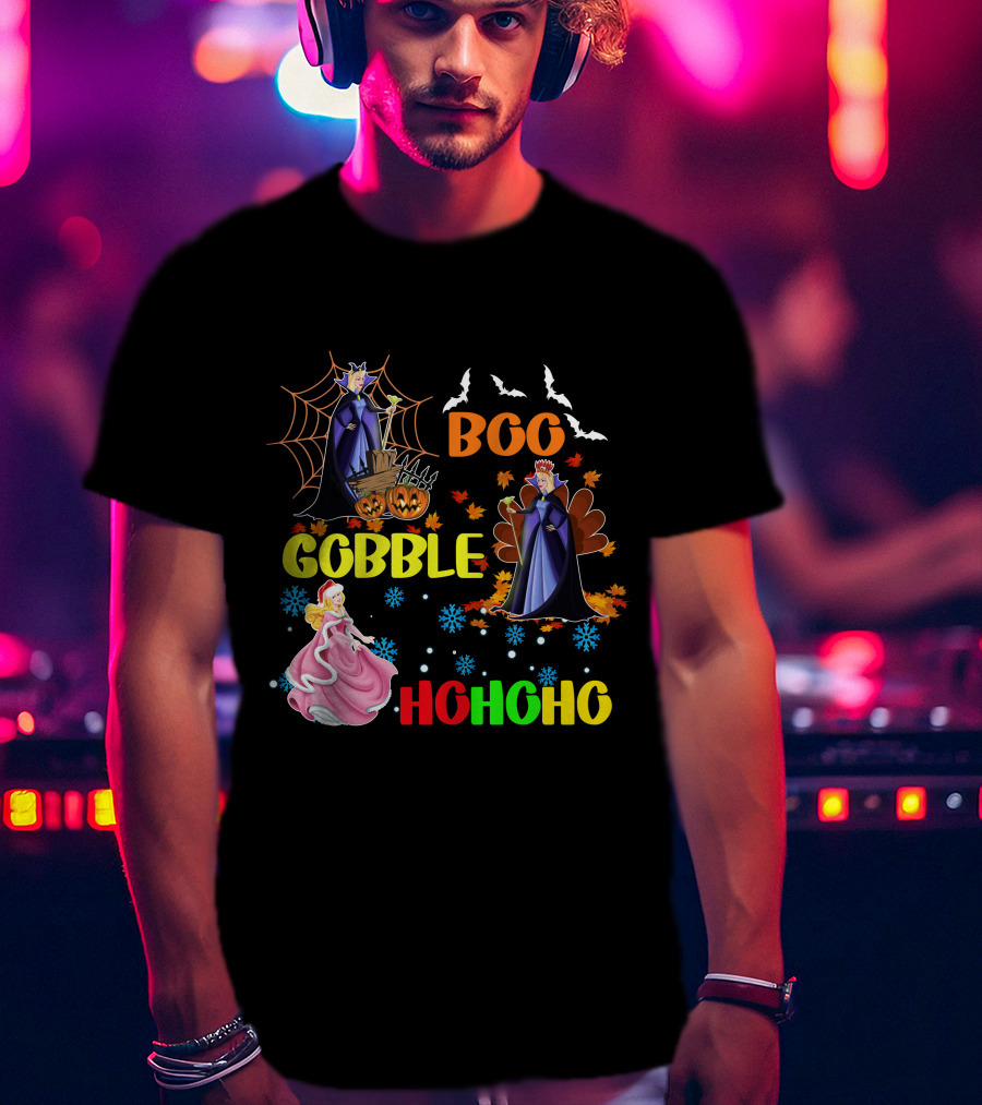 Aurora Boo Gobble Ho Ho Ho HalloThanksMas T-Shirt