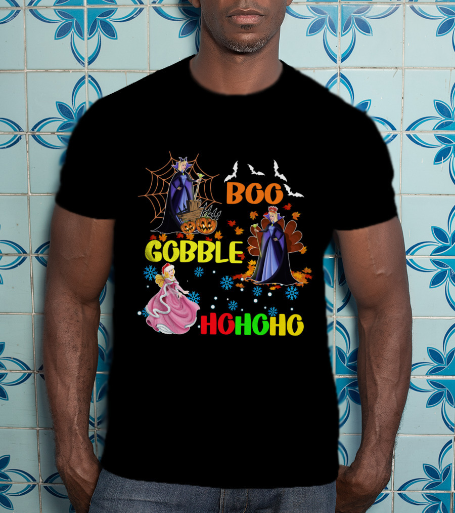 Aurora Boo Gobble Ho Ho Ho HalloThanksMas T-Shirt