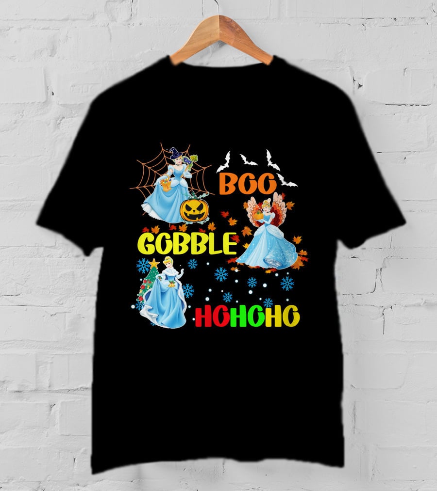 Cinderella Boo Gobble HoHoHo HalloThanksMas Holiday Mashup T-Shirt