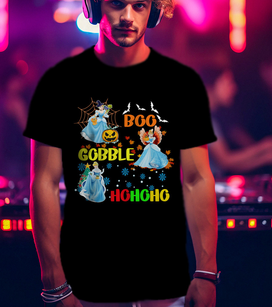 Cinderella Boo Gobble HoHoHo HalloThanksMas Holiday Mashup T-Shirt