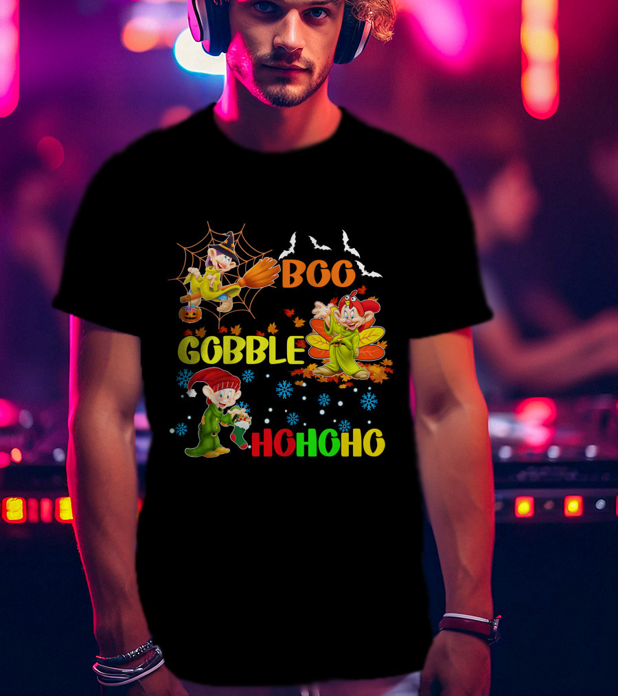 Dopey Boo Gobble HoHoHo HalloThanksMas T-Shirt