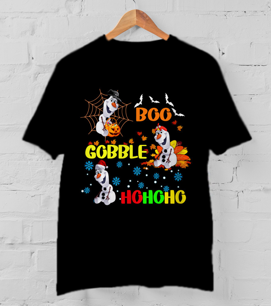 Olaf Boo Gobble HoHoHo HalloThanksMas T-Shirt