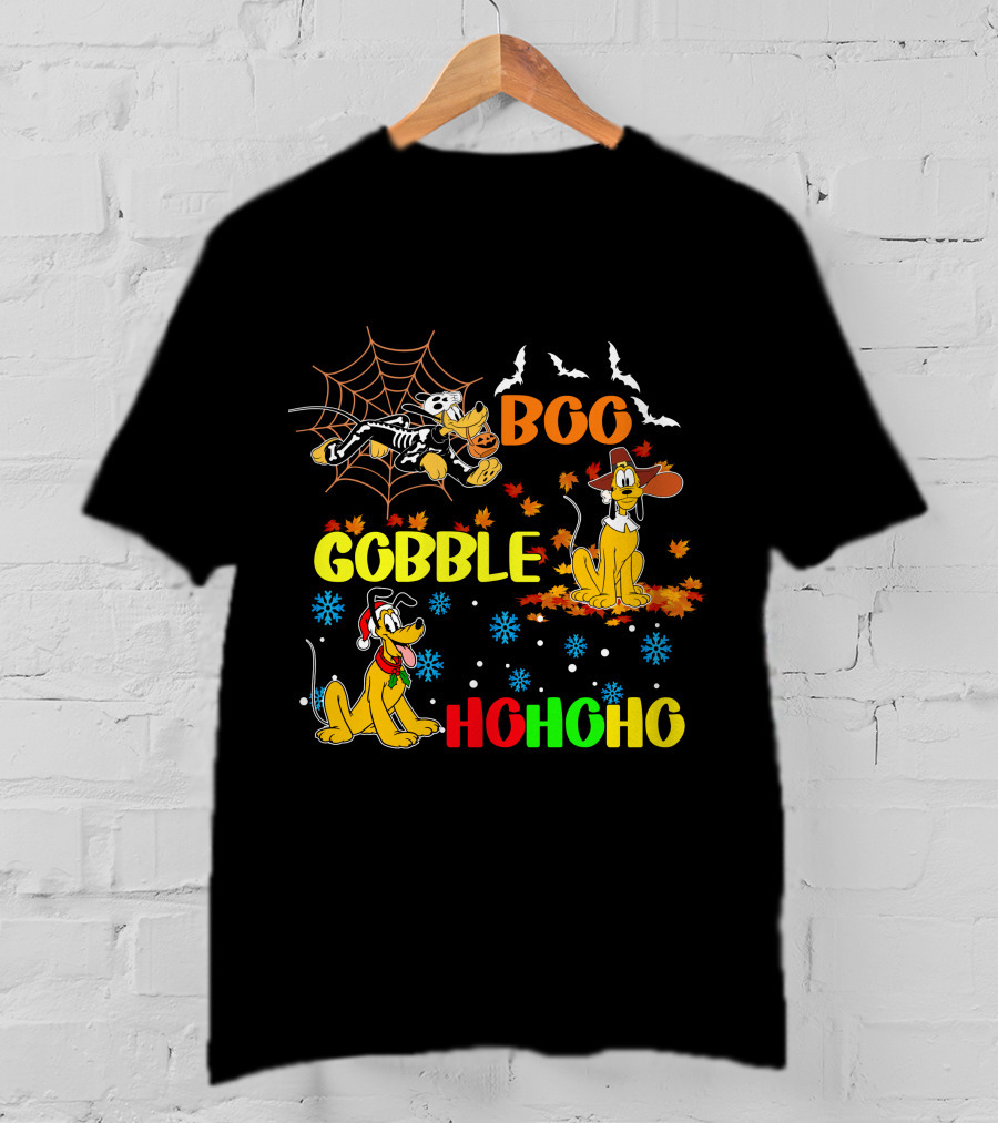 BOO Gobble HoHoHo Pluto HalloThanksMas T-Shirt