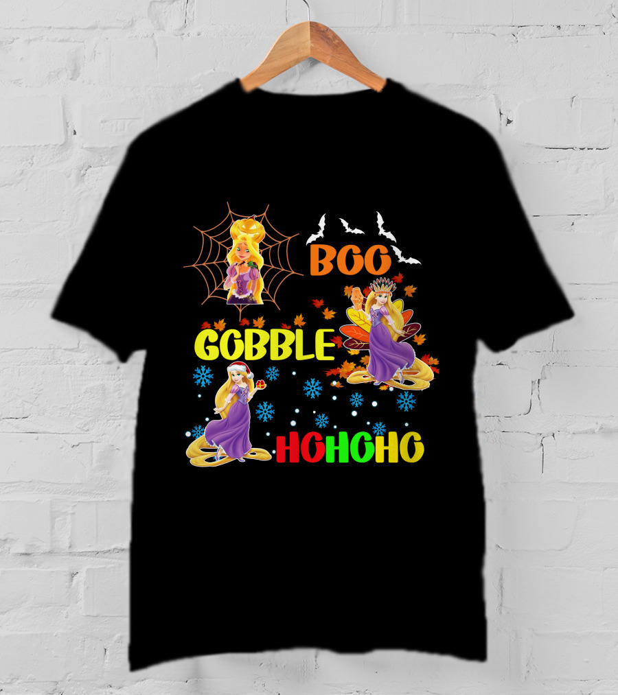 Rapunzel Boo Gobble HoHoHo HalloThanksMas T-Shirt