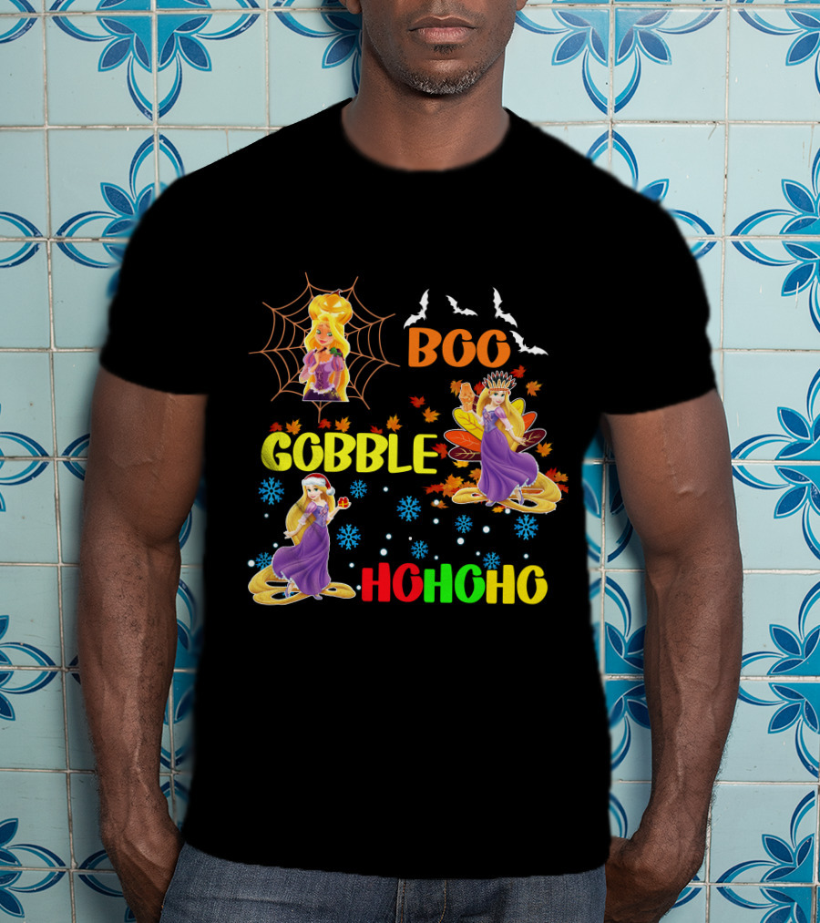 Rapunzel Boo Gobble HoHoHo HalloThanksMas T-Shirt