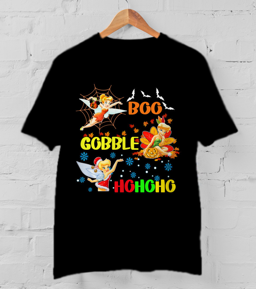 Tinkerbell Boo Gobble HoHoHo HalloThanksMas T-Shirt