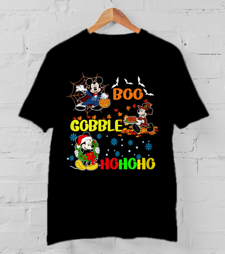 Mickey Boo Gobble HoHoHo T-Shirt