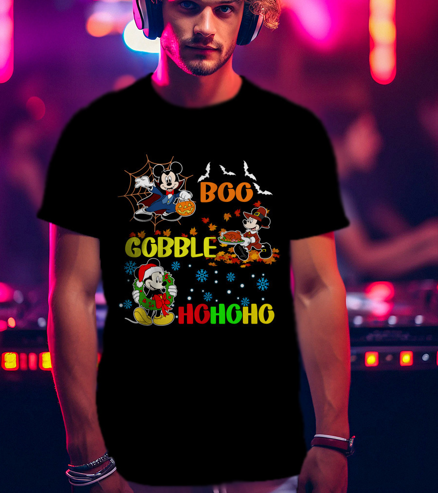 Mickey Boo Gobble HoHoHo T-Shirt