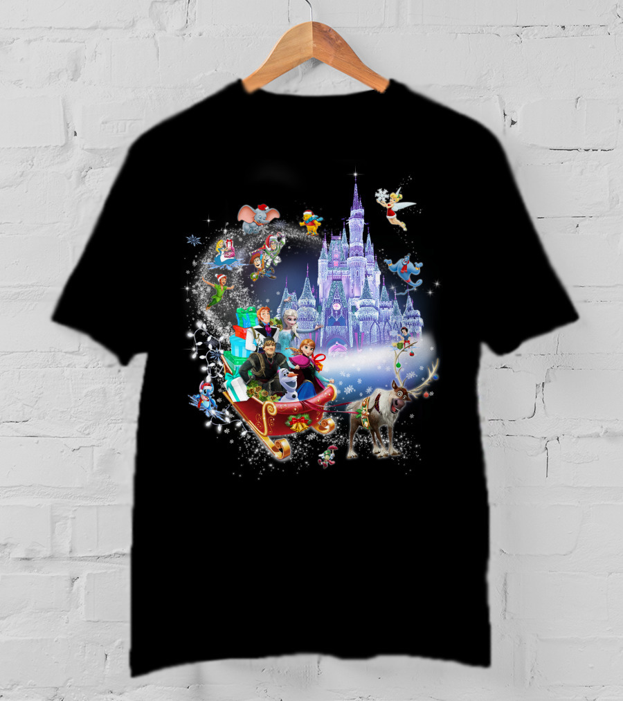 Frozen Disney Christmas Castle Sleigh Ride Adventure T-Shirt