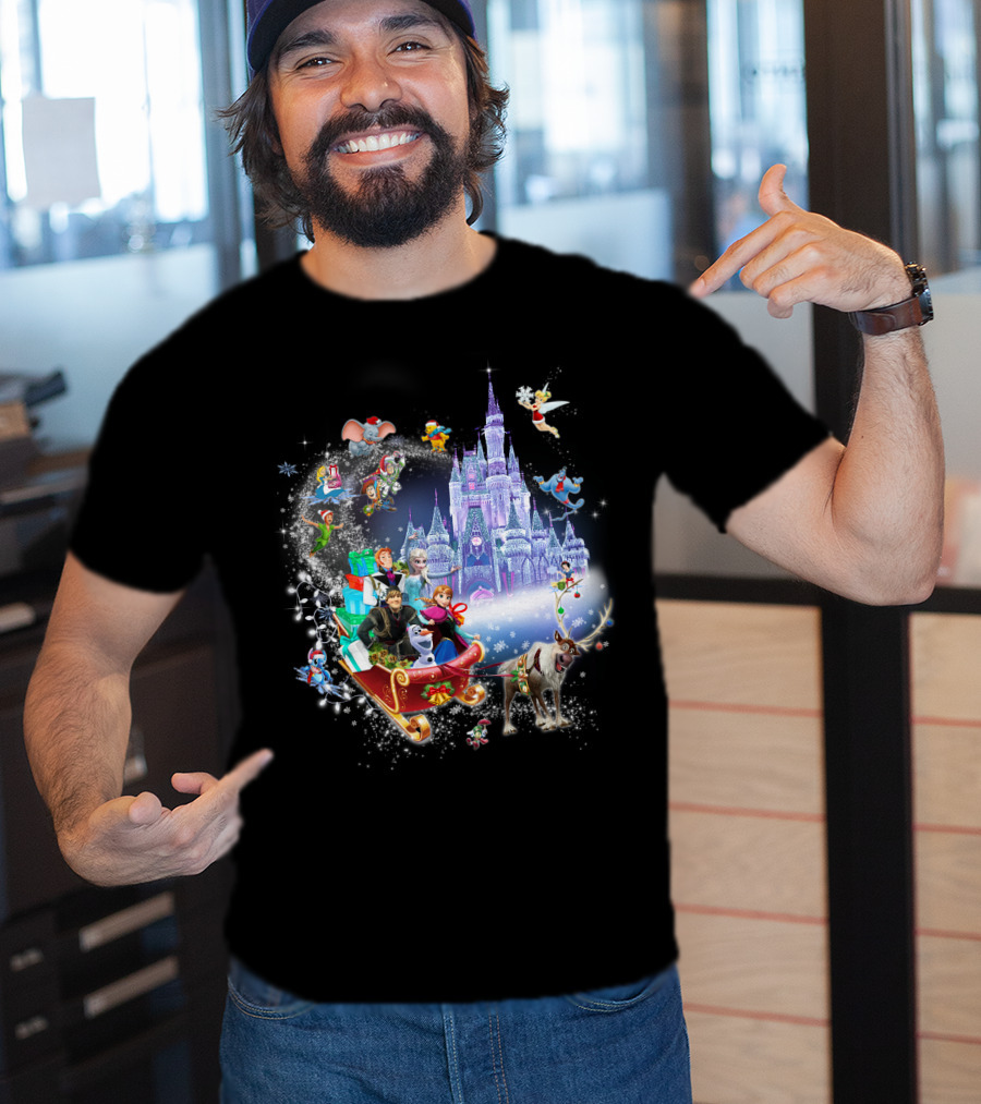 Frozen Disney Christmas Castle Sleigh Ride Adventure T-Shirt