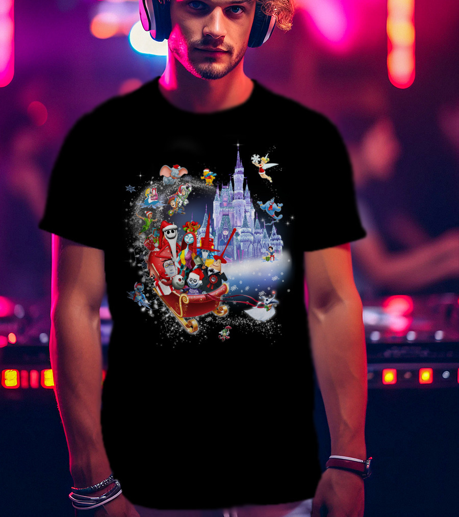 Jack Christmas Nightmare Before Christmas Disney Castle Crossover T-Shirt