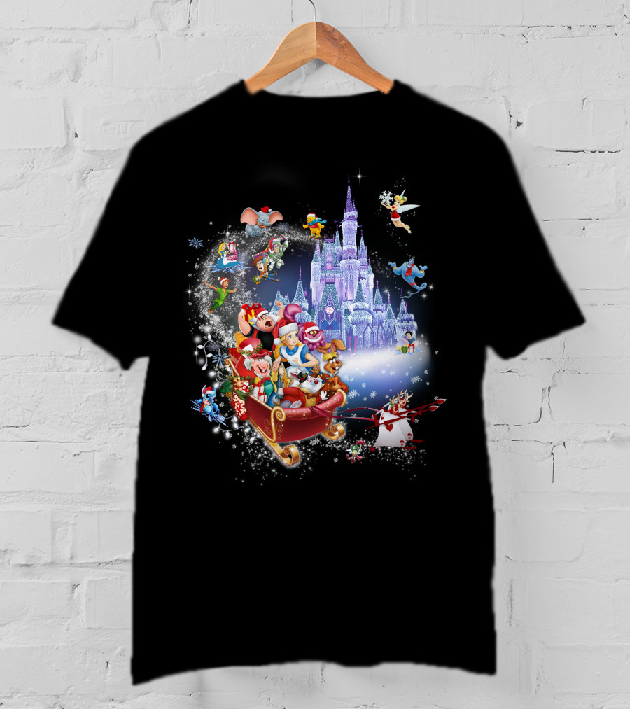 Alice Disney Christmas Wonderland With Castle And Characters T-Shirt