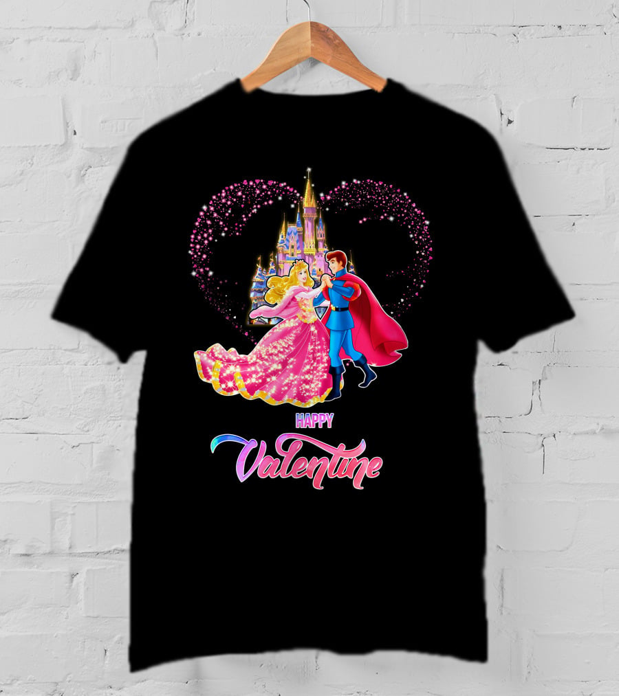 Happy Valentine Aurora Castle Heart T-Shirt