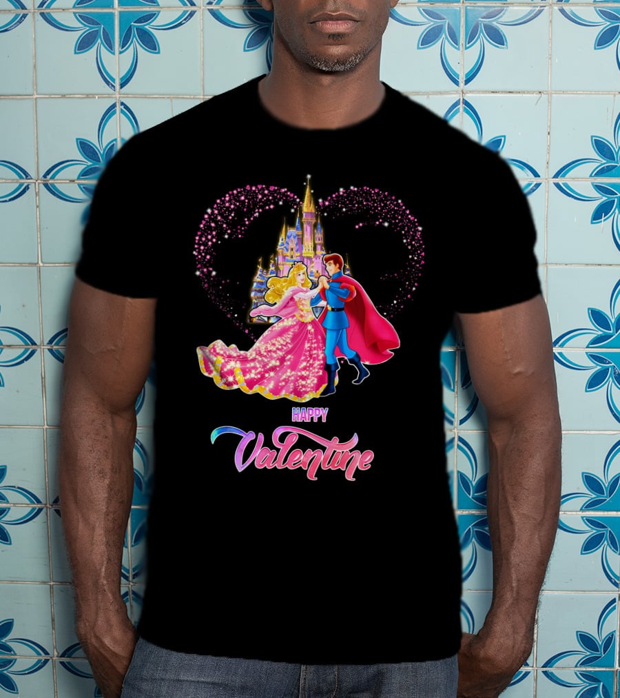 Happy Valentine Aurora Castle Heart T-Shirt