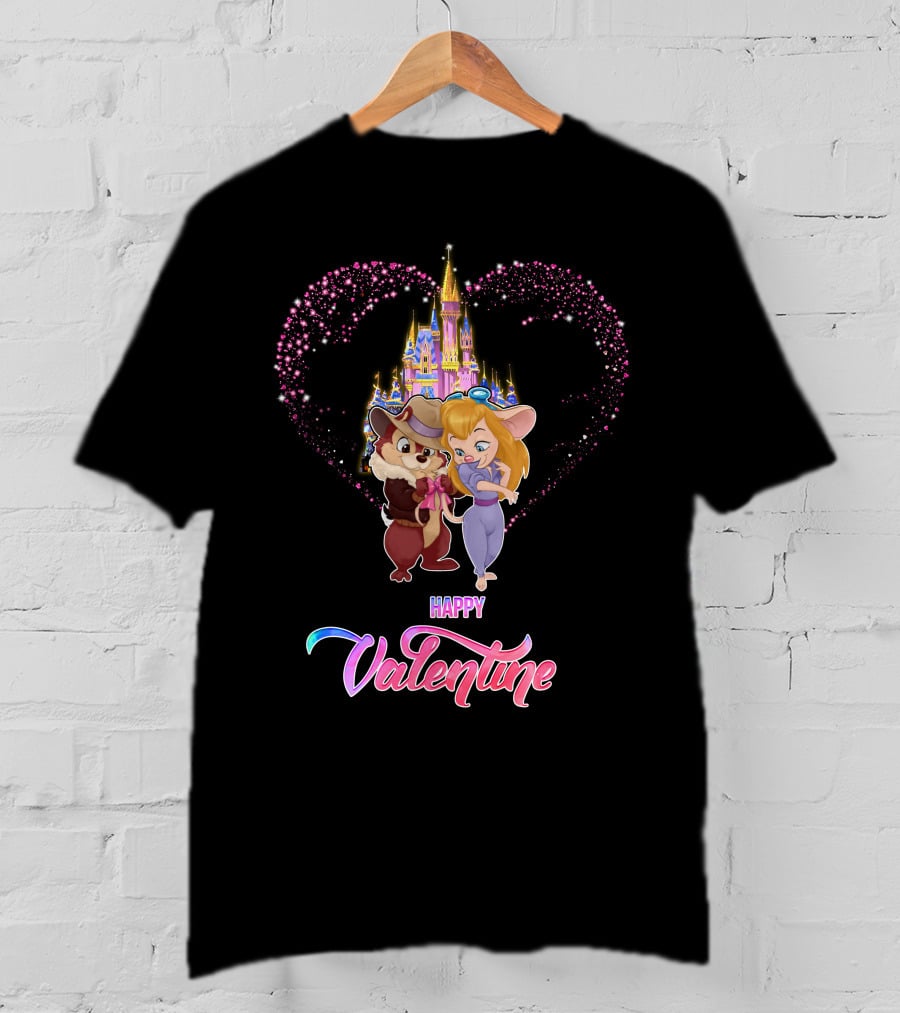 Happy Valentine Chip And Dale Castle Heart T-Shirt