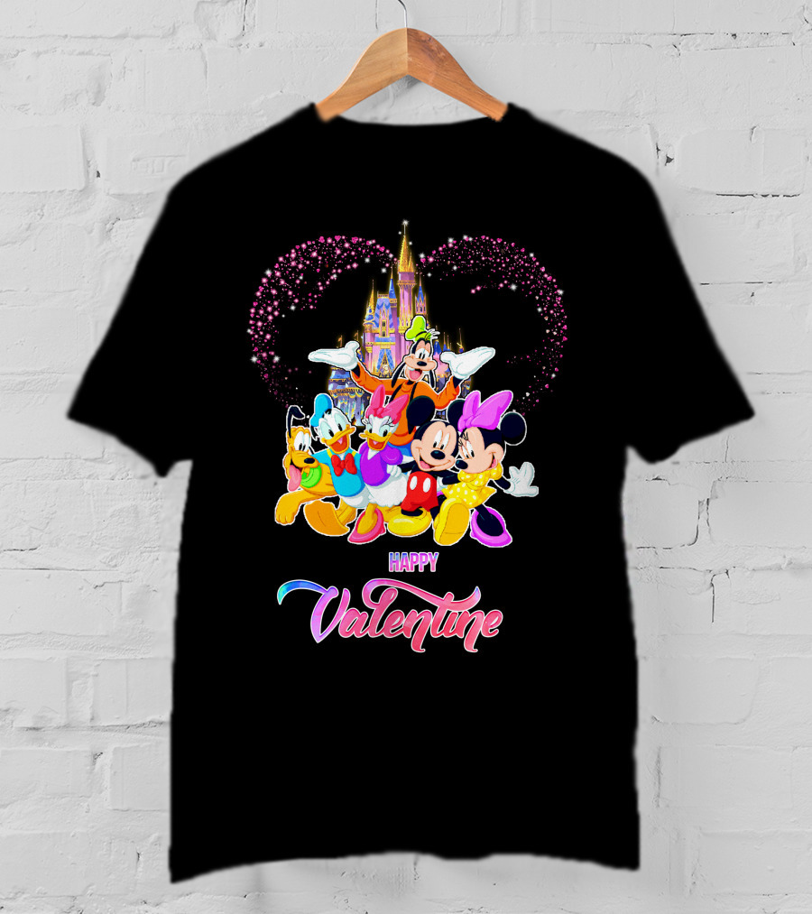 Mickey And Friends Happy Valentine Disney Castle T-Shirt