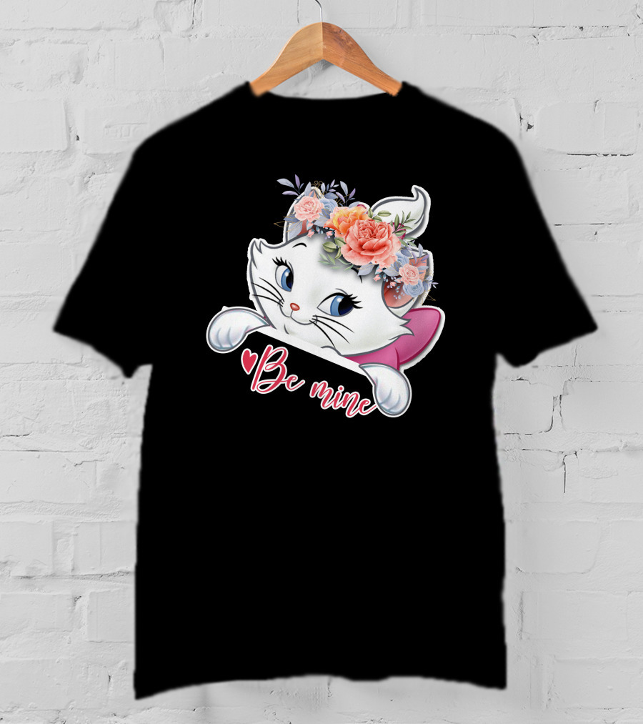Marie Cat Be Mine Floral Headband T-Shirt