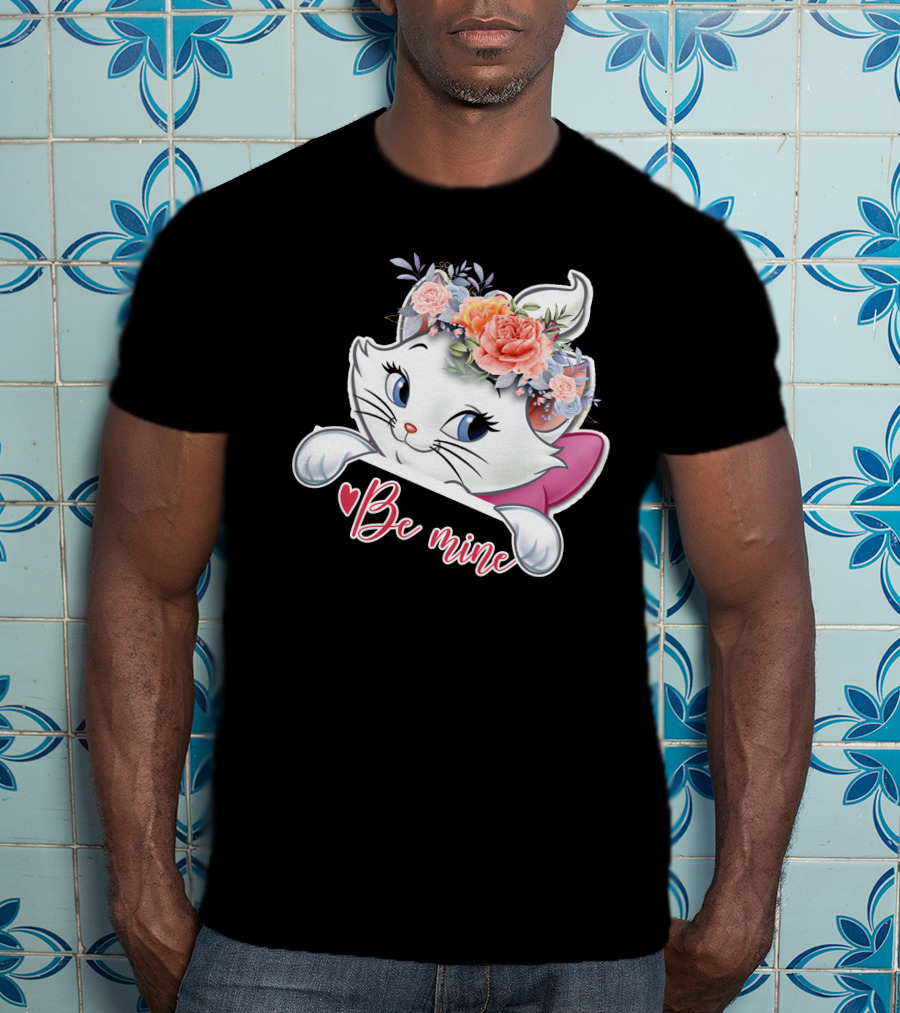 Marie Cat Be Mine Floral Headband T-Shirt