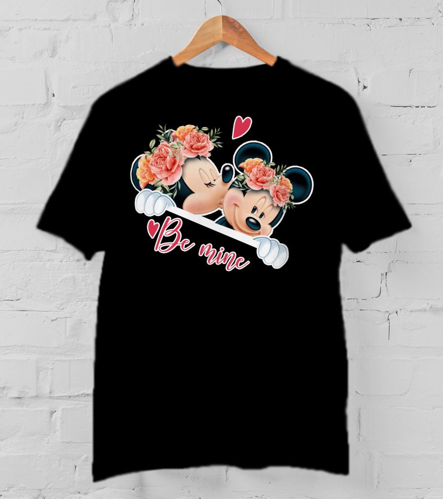 Mickey Minnie Be Mine Floral Romance T-Shirt