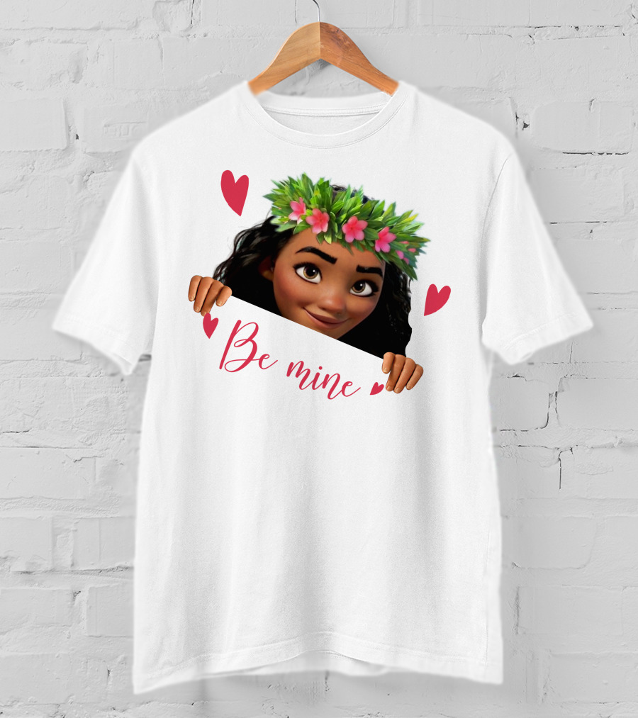 Moana Valentine's Be Mine Hearts Floral Crown T-Shirt