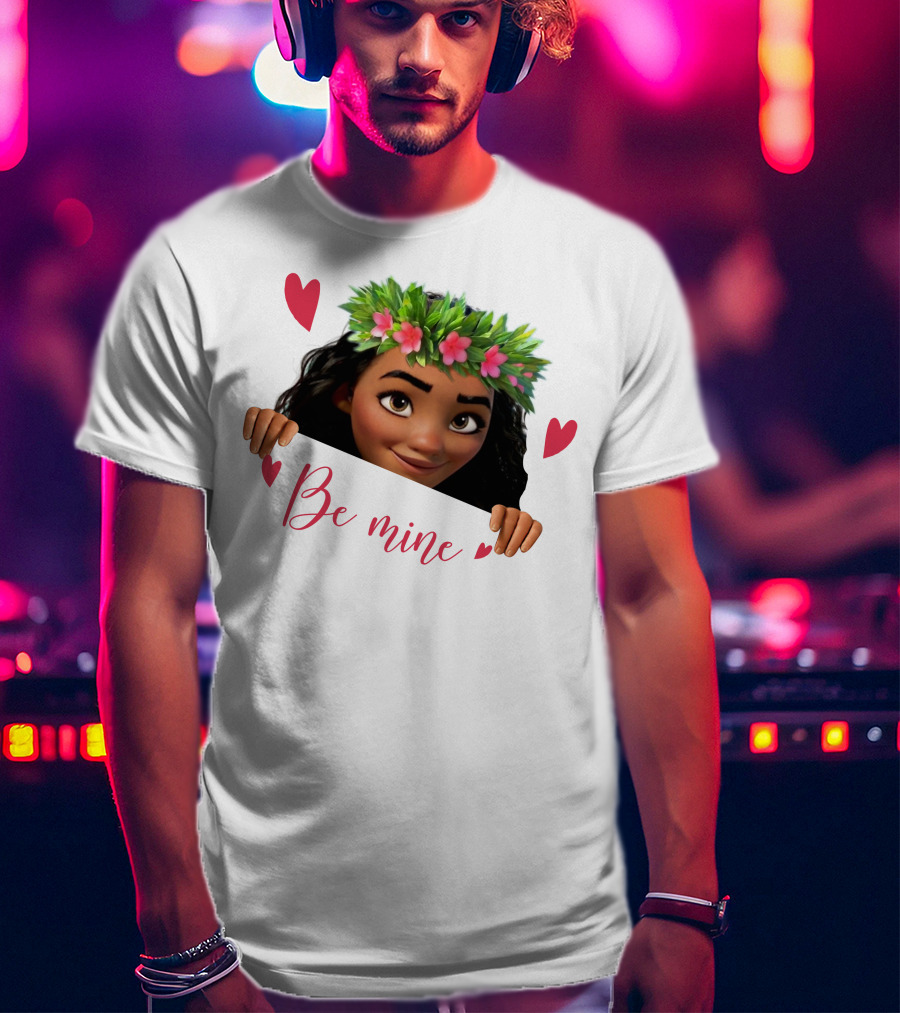 Moana Valentine's Be Mine Hearts Floral Crown T-Shirt