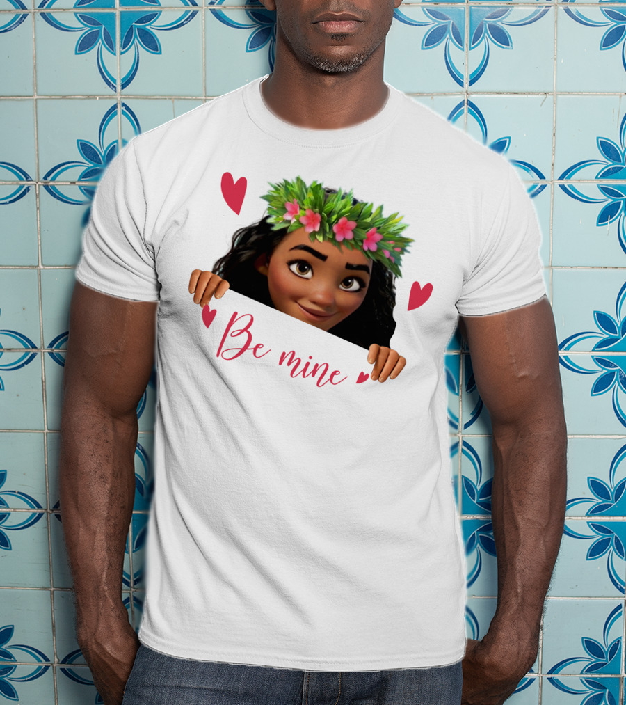 Moana Valentine's Be Mine Hearts Floral Crown T-Shirt