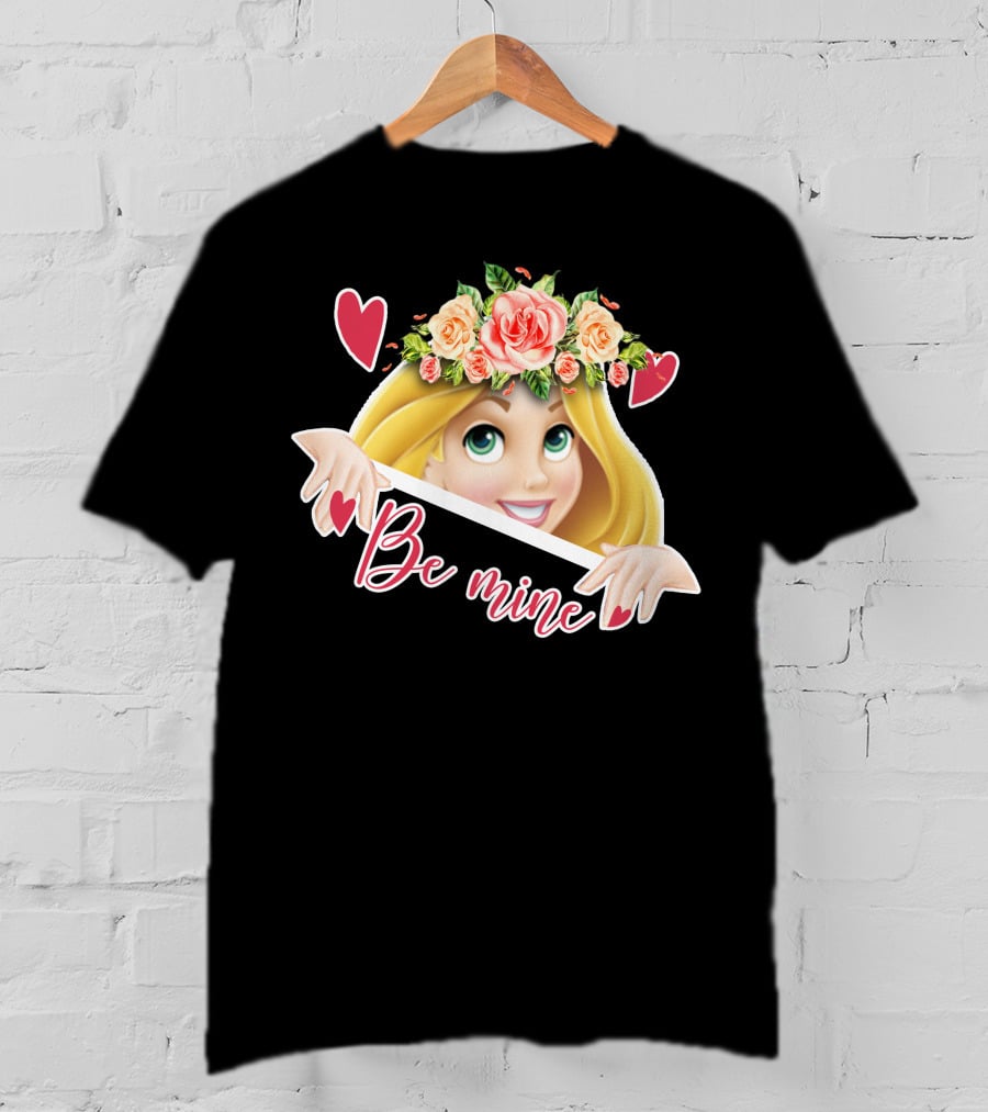 Rapunzel Floral Be Mine Valentines Hearts T-Shirt