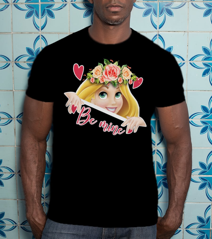 Rapunzel Floral Be Mine Valentines Hearts T-Shirt