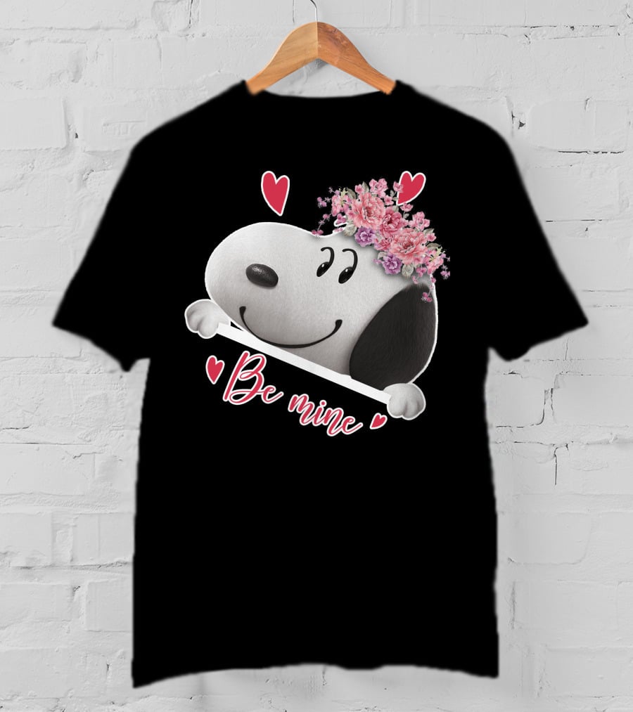 Snoopy Be Mine Hearts And Flowers T-Shirt