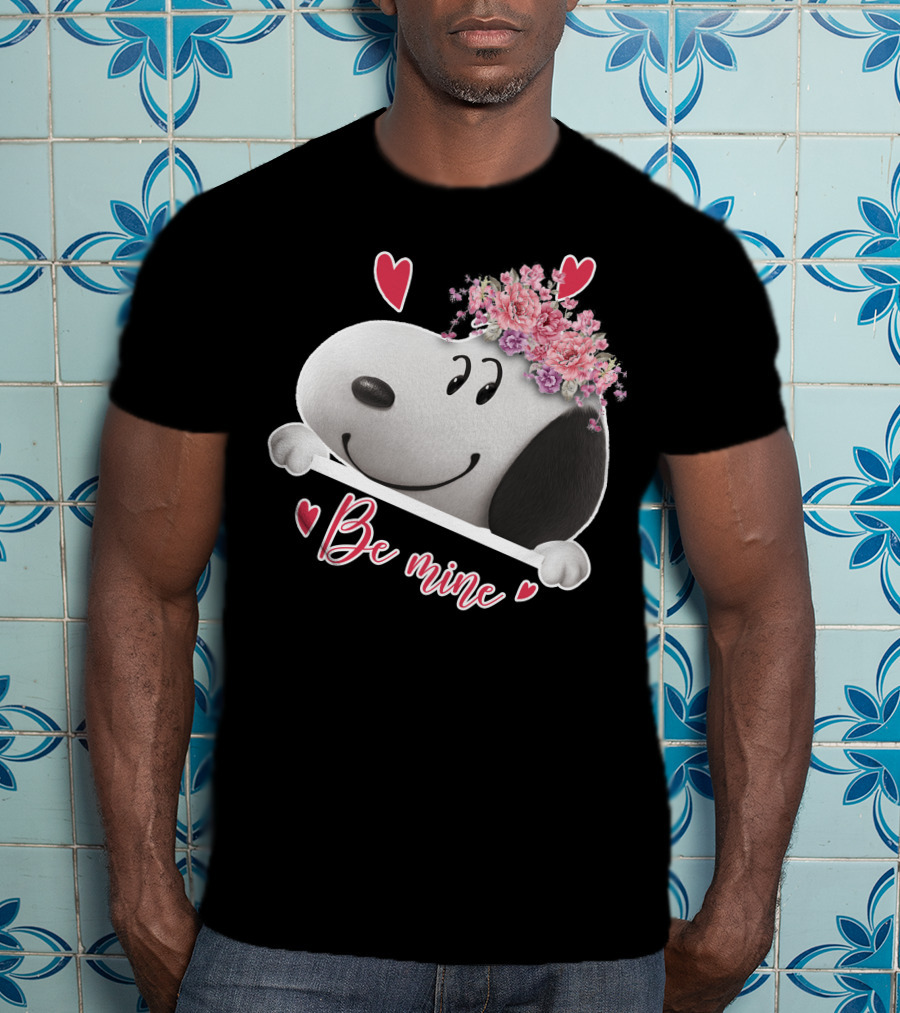 Snoopy Be Mine Hearts And Flowers T-Shirt