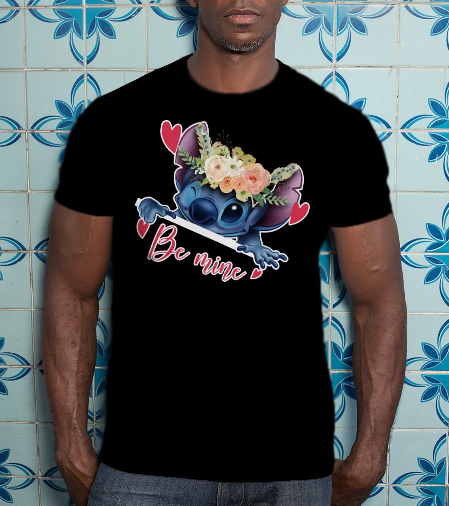Stitch Be Mine Floral Crown Hearts T-Shirt