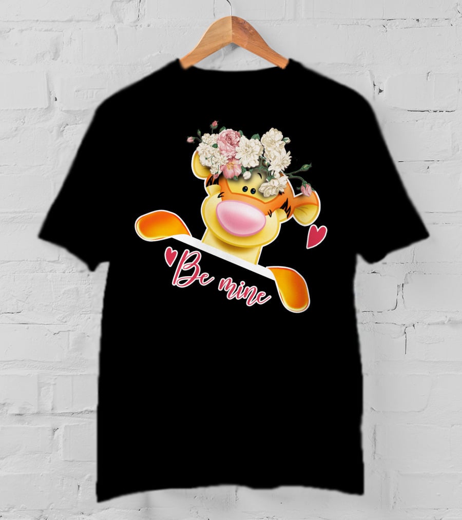 Tigger Be Mine With Flower Crown Valentine's Hearts T-Shirt