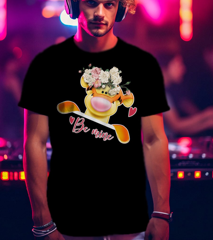 Tigger Be Mine With Flower Crown Valentine's Hearts T-Shirt
