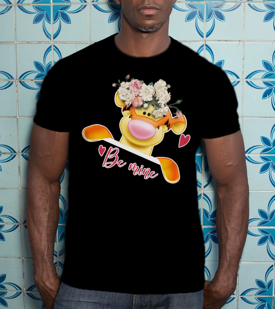 Tigger Be Mine With Flower Crown Valentine's Hearts T-Shirt