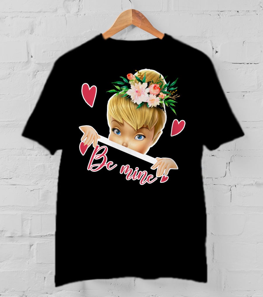Tinkerbell Be Mine Valentine's Day Hearts Floral Crown T-Shirt