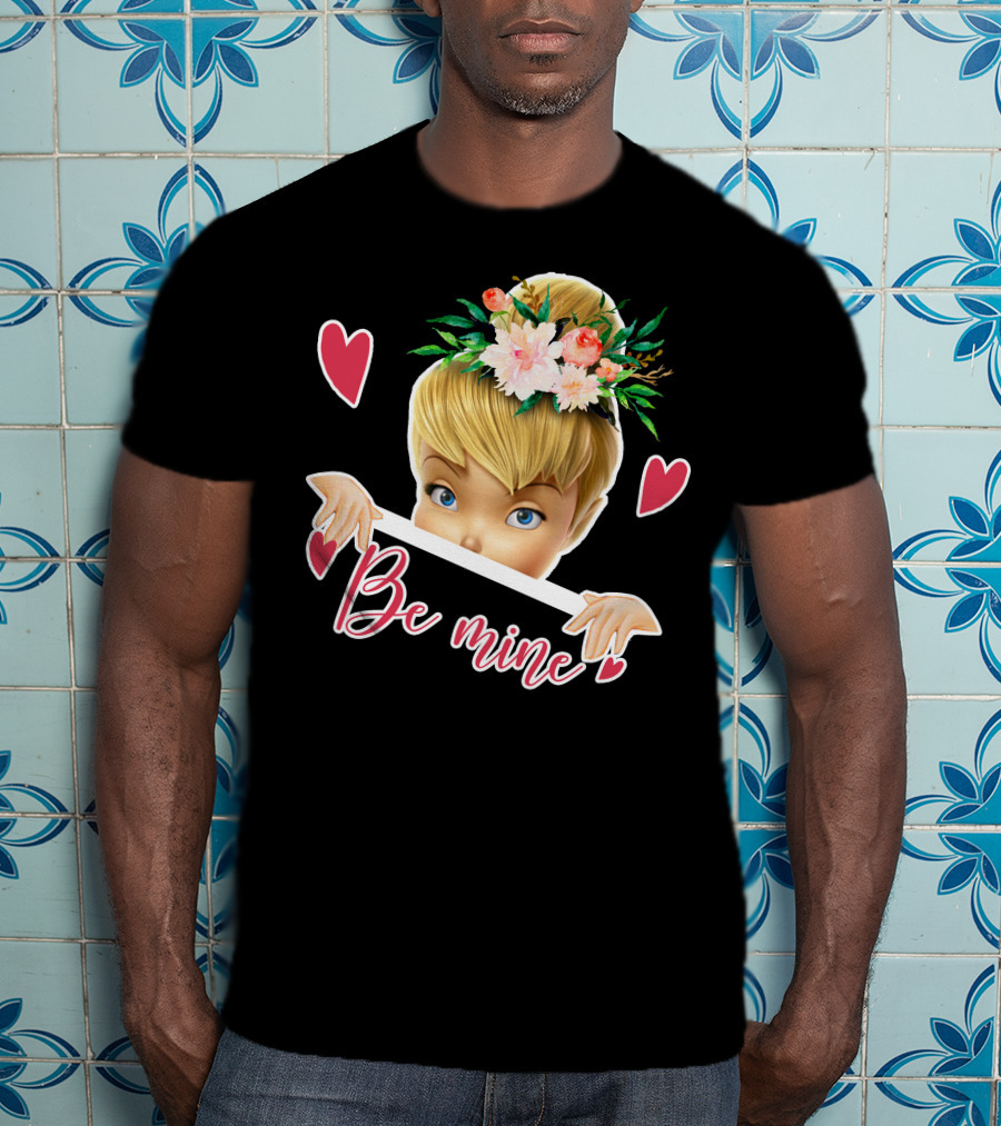 Tinkerbell Be Mine Valentine's Day Hearts Floral Crown T-Shirt