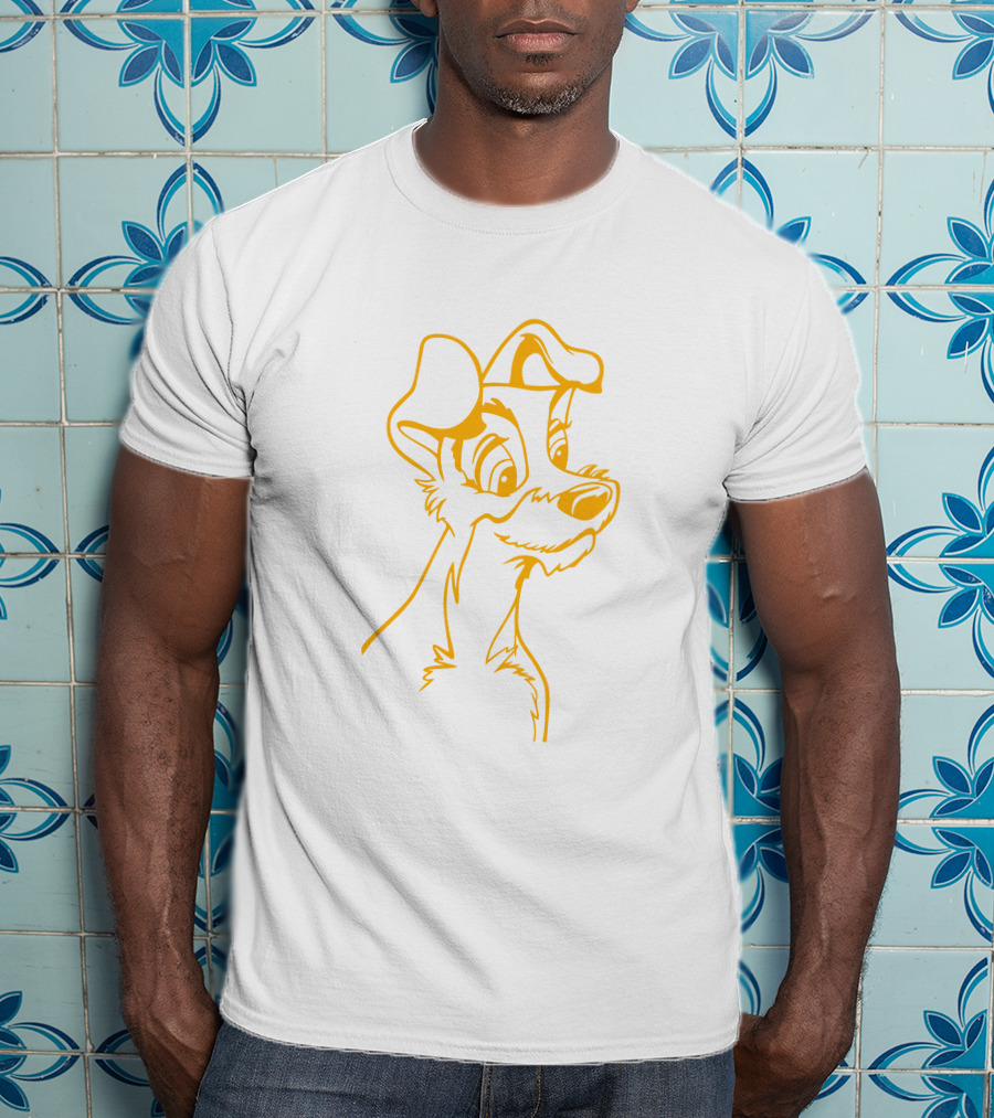 The Tramp Disney Outline Drawing T-Shirt
