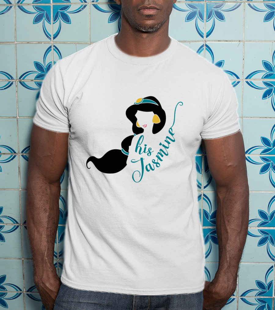 His Jasmine Princess Silhouette With Long Hair And Gold Accessories T-Shirt