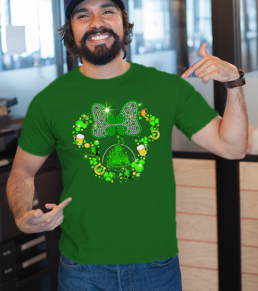 Minnie Head St Patrick's Day Shamrock Castle Bow Irish Beer Hat Luck T-Shirt