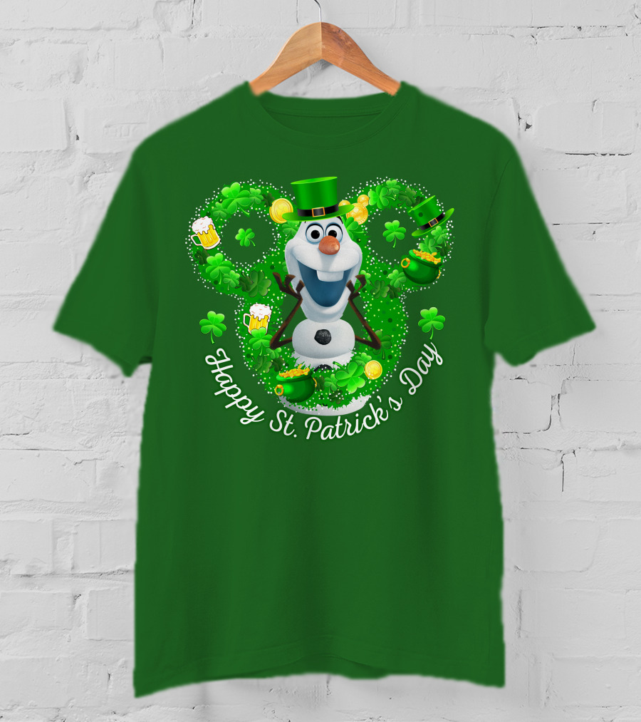 Olaf Happy St. Patrick's Day Shamrocks And Gold T-Shirt