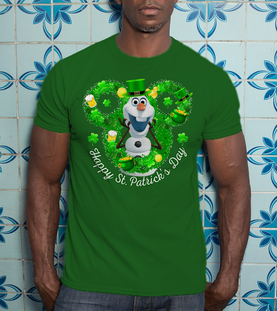 Olaf Happy St. Patrick's Day Shamrocks And Gold T-Shirt