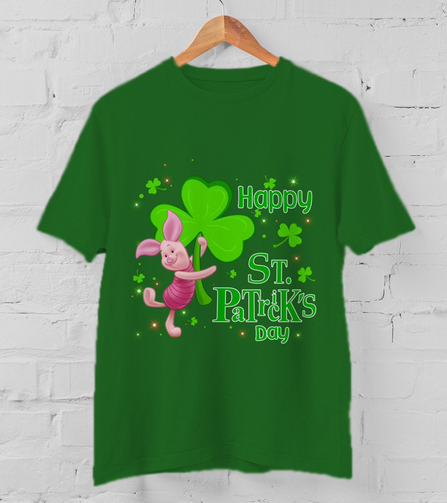 Happy St. Patrick's Day Piglet Shamrock T-Shirt